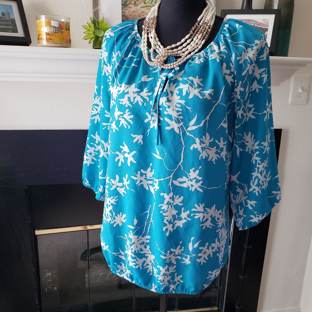 LOFT Outlet Sky Blue Floral Blouse